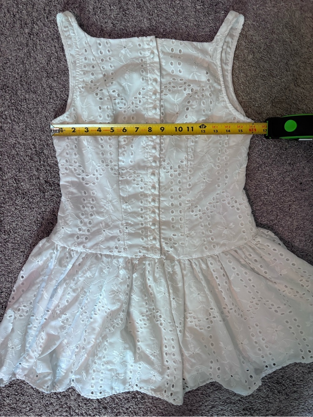 Classic White Eyelet Sleeveless Dress Size XS/S - Picture 7 of 12
